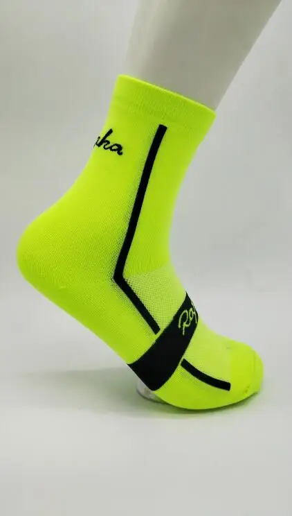 Unisex Men Breathable Sport Outdoor Cycling Socks Women Running Footwear MTB Mountain Bike Socks - Color: Fluorescent green