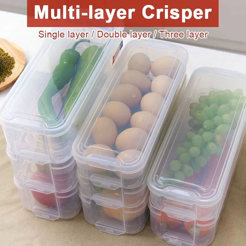 

Preservation Box Refrigerator Boxes Collection Multi-Layer Crisper Container Food Fresh Keeping Durable PP Egg Save Space