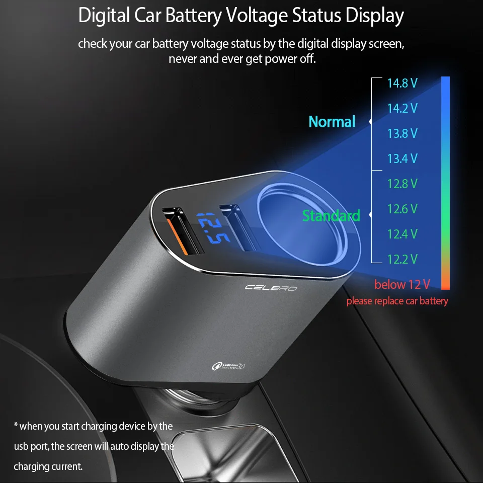 Автомобильное зарядное устройство Quick Charge 3,0 Qc3.0 Dual Usb Автомобильное зарядное устройство адаптер цифровой светодиодный дисплей Быстрая зарядка для мобильного телефона samsung