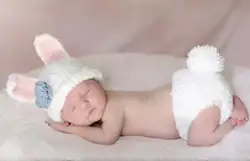 Новорожденных цветы шляпа Шапки, ручной Вязание Детские кролика Hat и крышка пеленки детские наборы Размер: 0-1 м, 3-4 м новорожденных