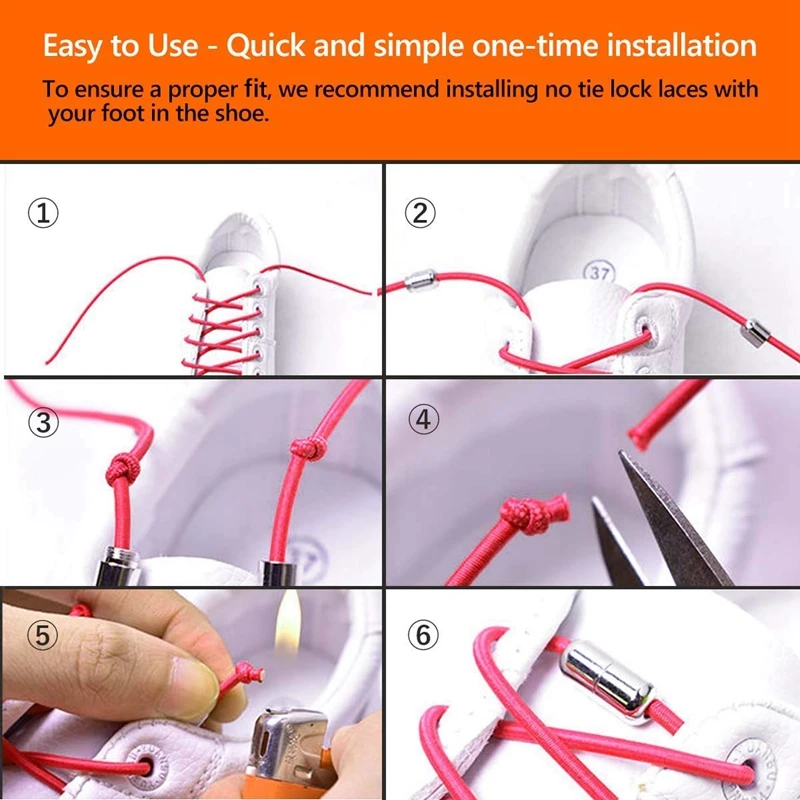 1 Pair Round Shoelaces Elastic Shoe laces No Tie Leisure Sneakers Quick Lazy laces Unisex Metal Capsule Children Adult Shoelace