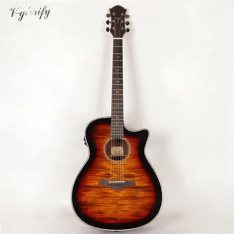 hand made flame maple acoustic guitar with electric tuner factory made hand made flame maple acoustic guitar with electric tuner factory made