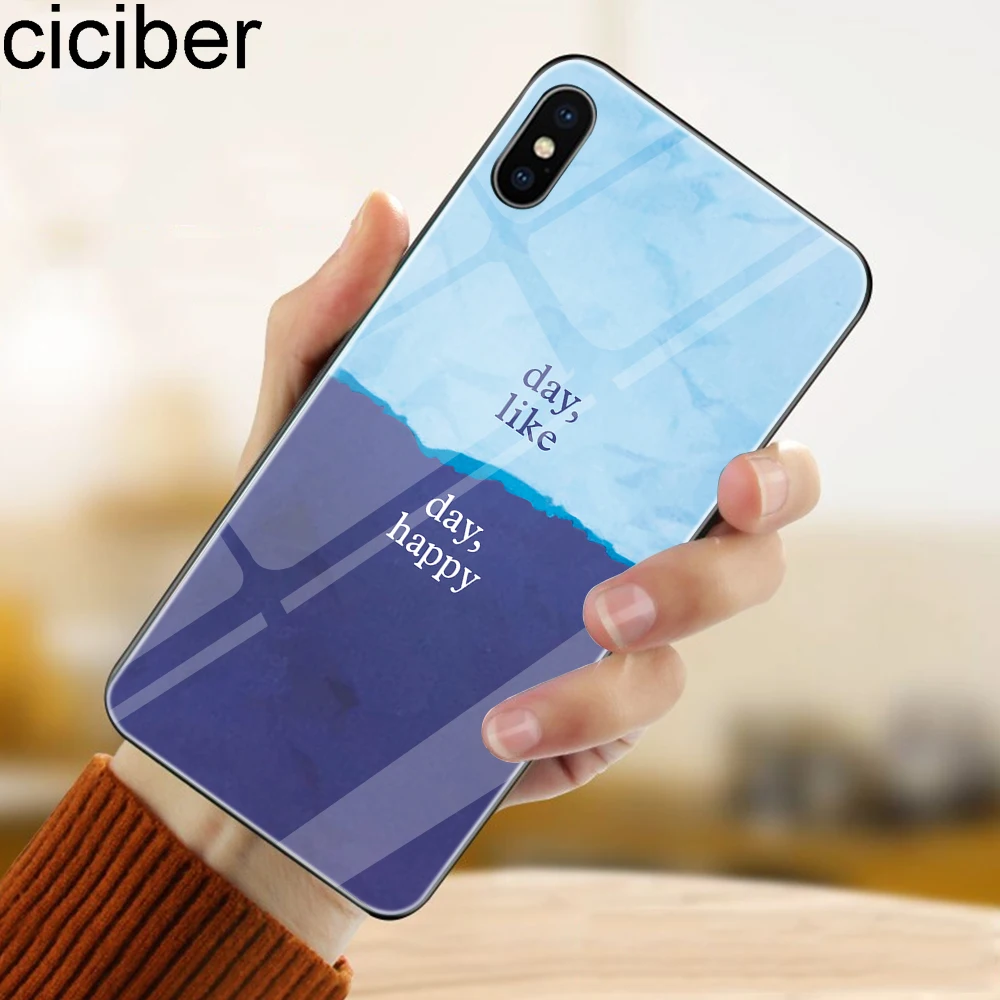 

ciciber Glass Cases for Iphone 11 Pro XR X XS MAX Back Cover For iPhone 7 8 6 6S Plus day hope day love day like day happy Coque