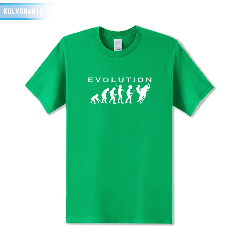 Спортивный костюм для мужчин s футболки Мода Эволюция человека снегоходы Забавный принт футболка мужская короткий рукав хлопок тройники топы - Цвет: Irish Green 01