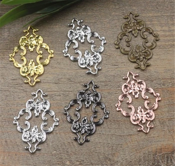 

BASEHOME 20pcs/lot 23x36mm Vintage Hollow Flower Motif Pendant Charms Retro European Flower Findings for DIY Necklace