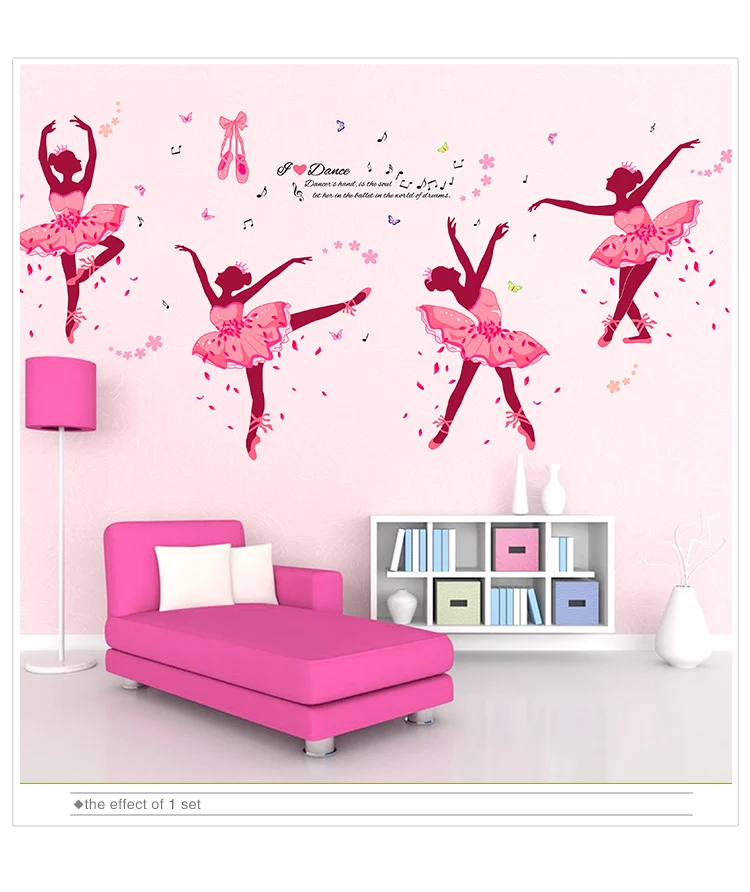 Shijuehezi Ballet Dancers Girl Wall Stickers Pvc Material Diy