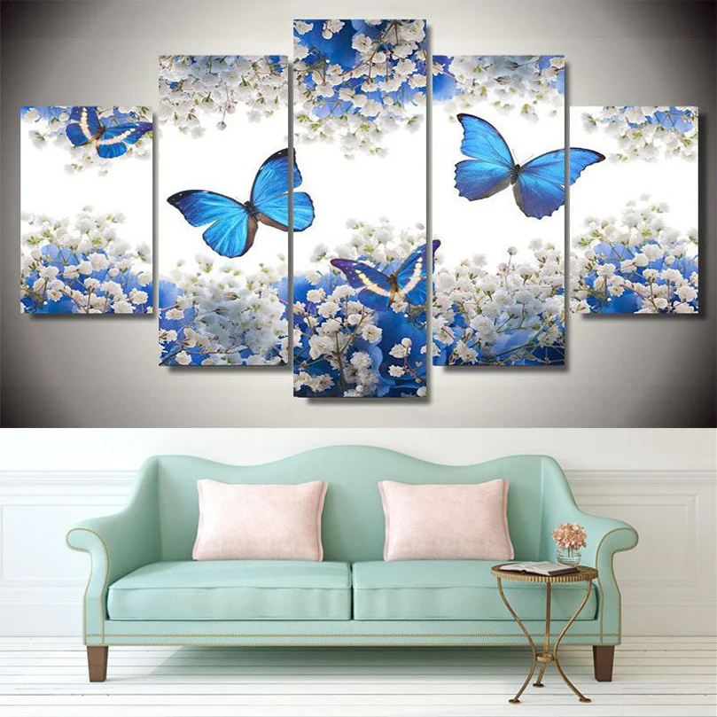 

5PCS/set Diy Diamond Painting Cross Stitch Diamond Embroidery full Square Mosaic Blue butterfly Picture home decor gift DW992
