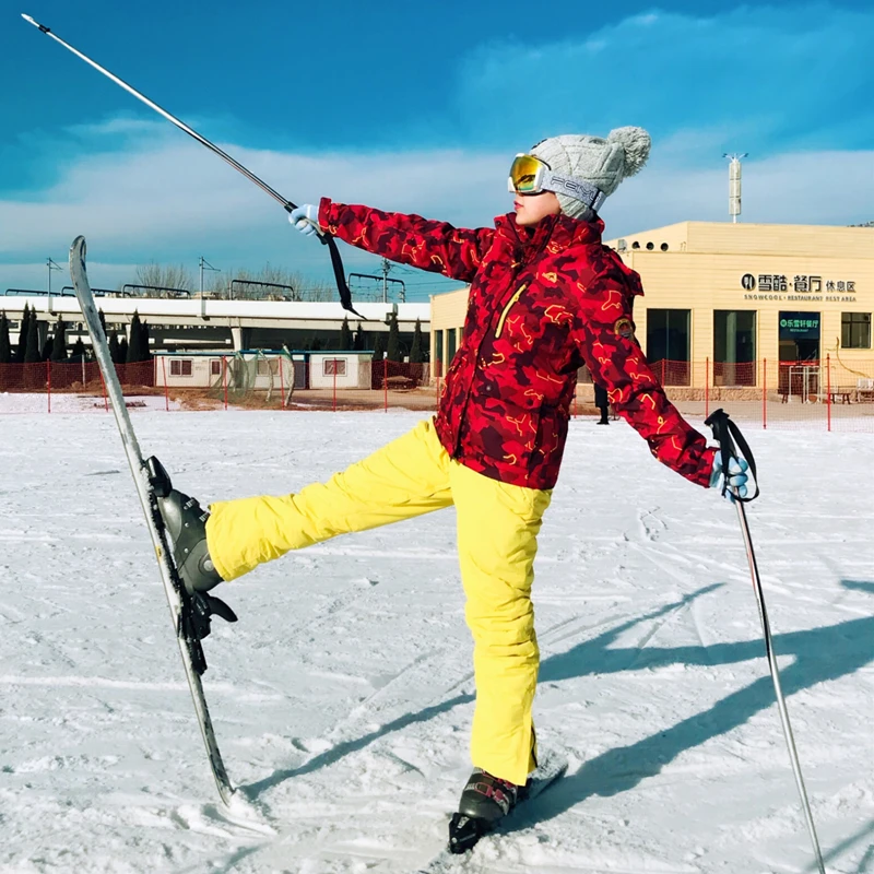 

NEW women's ski suit 2018 Winter Waterproof Warm woman ski suit For Mountain Skiing Snowboard jacket Female Breathable Snow Sets