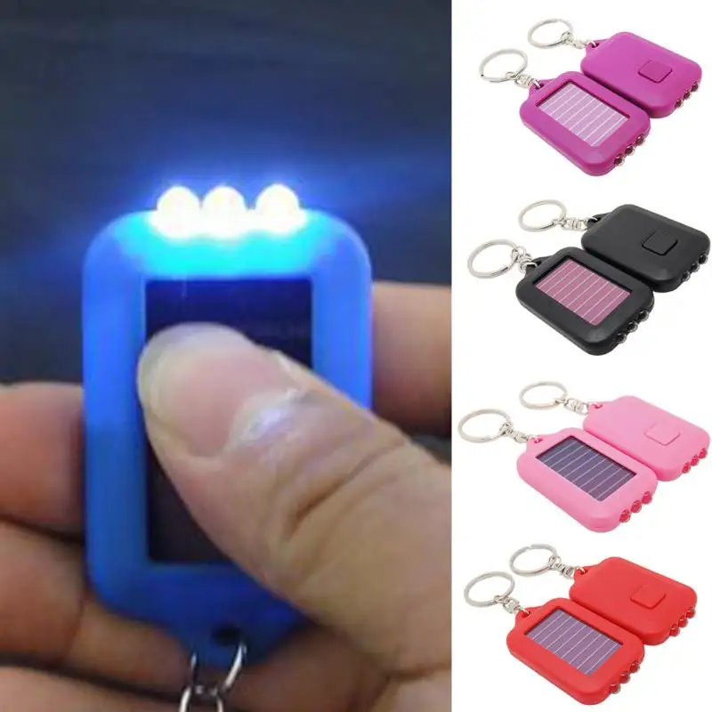 

Solar Power 3 LED Light Keychain Rechargeable Light Bulb Mini Solar KeyChain Outdoor Multi-function Flashlight Lamps#22