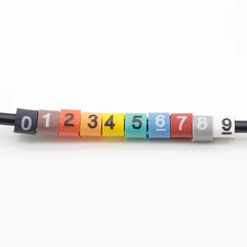 

100pcs/Lot 0-9 0123456789 10colors 0.75mm2-6mm2 Arabic Numerals CAT 6 Clip Network Ethernet Wire Number Label Tube Cable marker