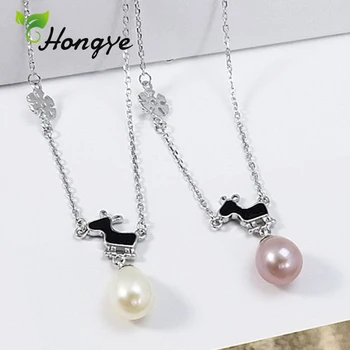 

Hongye Rice Real Pearl Necklace Romantic White/Purple Bead Neck Chains Sterling Silver 925 Pendant Necklaces 2020 Fashion Jewel