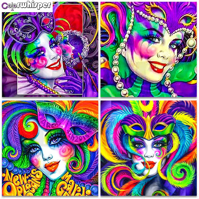 

Diamond Painting Full Square/Round Drill Mardi Gras Clown Venice Carnival Prom Dress Up 5D Daimond Painting Cross Stitch LE00928