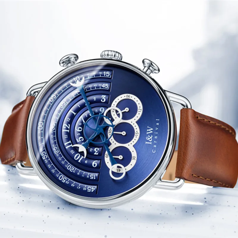 Luxury brand chronograph stopwatch men clock runway Military sport quartz men watches leather strap