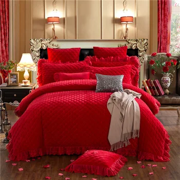 

Lace solid color Digital print Bedding Set Quilt Cover Design Bed Set Bohemian a Mini Van Bedclothes 4pcs BE1231