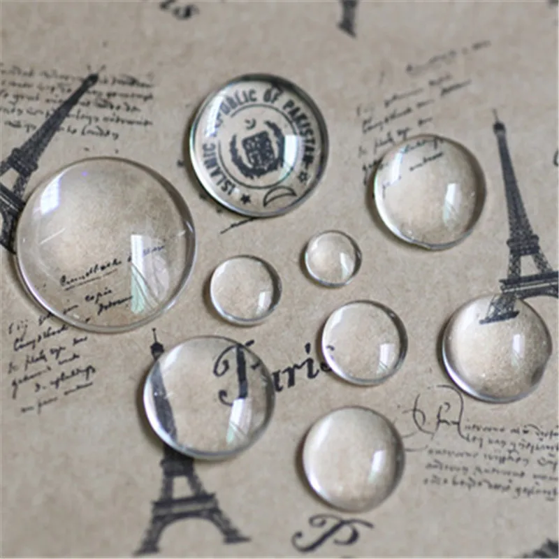 

Aclovex 20pcs/lot Round Flat Back Glass Cabochon 8mm 10mm 12mm Transparent Clear Crystal Cabochon Cameo For Diy Jewelry Making