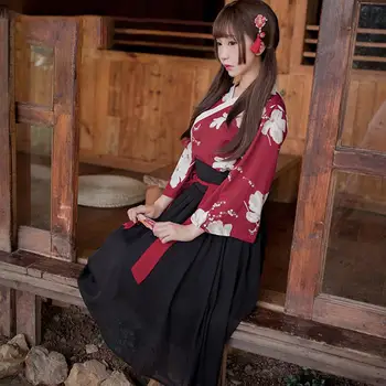 

Underwear Classical Chinese Clothing Cherry Blossoms Printing High Waist Long Skirt Uniform Suit Sexy Temptation Costume