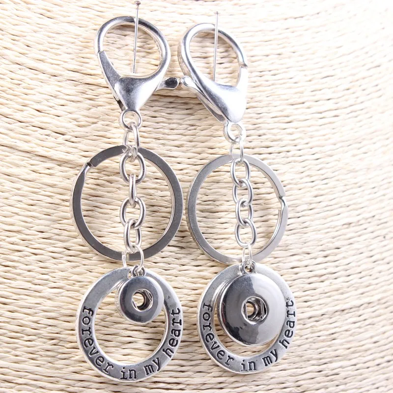 

Metal Forever In My Heart Snap Keychain Key rings Fit For 12mm/18mm Snap Button Jewelry DIY Key Chain 10pcs