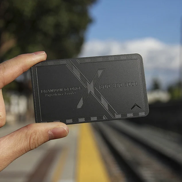 

Bump-map personalizing cutout quality business metal card