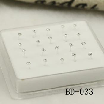 

20pcs 925 sterling silver nose stud white crystal nose rings & nose studs Sunflower crystal silver nose studs body jewelry W