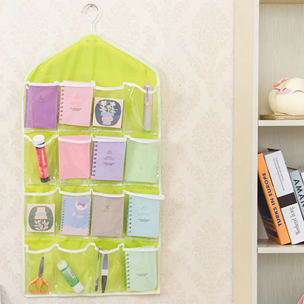 

16 Pockets Clear Hanging Wardrobe Bag Socks Bra Underwear Rack Protect Dirt Bacteria Polyester Hanger Storage Organizer 23May 23