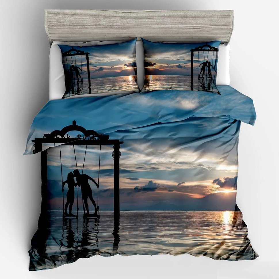 

Aliexpress Top Recommend Sunset Over The Sea Luxury Bedding Duvet Cover Set Pillowcase Kids Touched Twin Full Queen King Size