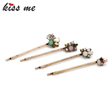 KISS ME очаровательные Ретро заколки для девочек дизайн сплав цветы аксессуары для волос модные украшения