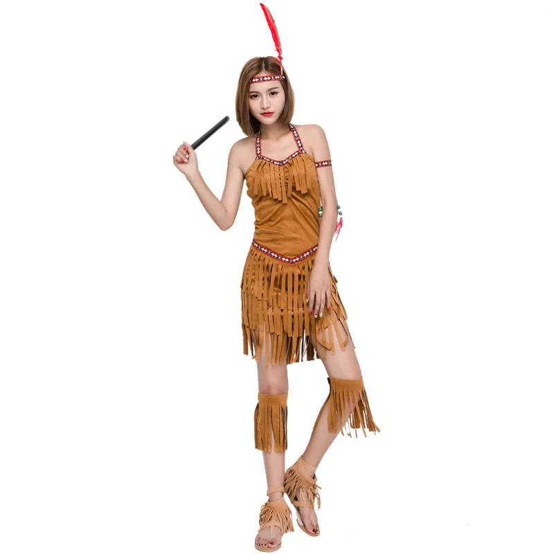 Сексуальный женский костюм охотника с бахромой из индейцев, принцесса диких лесов, набор для косплея на Хэллоуин, вечерние костюмы M XL