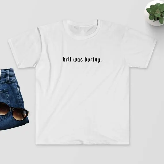 Hell Was Boring Футболка женская tumblr гранж уличный стиль футболка хипстеры Летняя мода