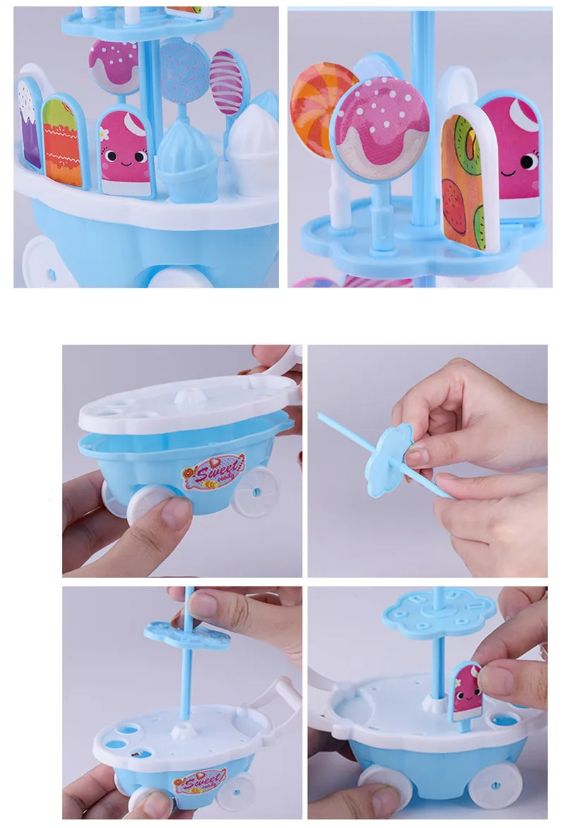 DIY Мини Моделирование передвижные лотки для мороженого креативный грузовик ролевые игры продукты конфеты, продукты пластиковые обучающие