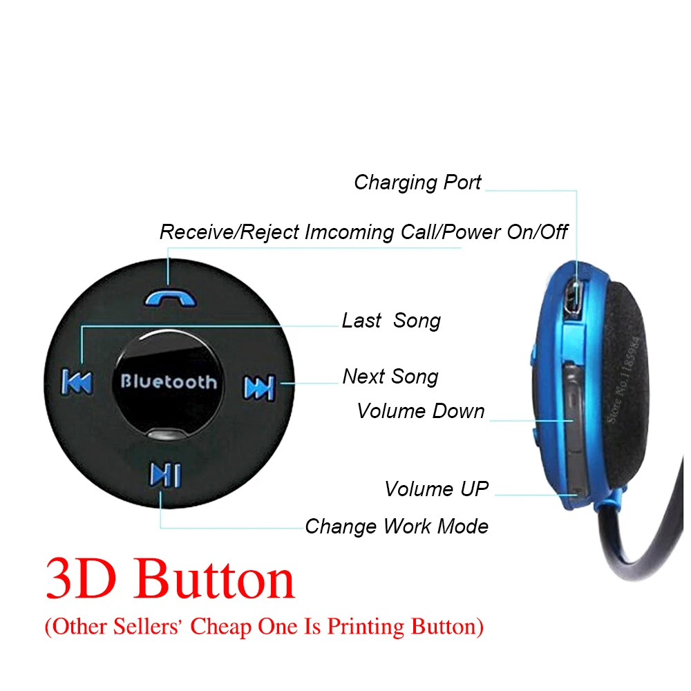 HOMEBARL 3D Mini 503 Mini503 Bluetooth 4.2 FM Headset Sport Wireless Headphones Music Stereo Earphones + 8GB 16GB Micro SD Card