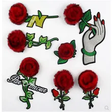 Шарик для волос, 5 шт., вышитый розовым утюгом, нашивки для одежды, полосатая одежда, Лоскутная наклейка на заказ с цветочной аппликацией