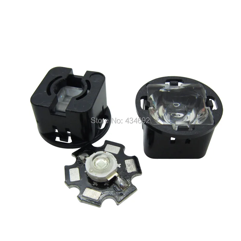 

22MM Rhombus Led Lens With Black Holder 30 45 60 90 120 Degree Viewing Angle For 1W 3W 5W High Power Led Lens
