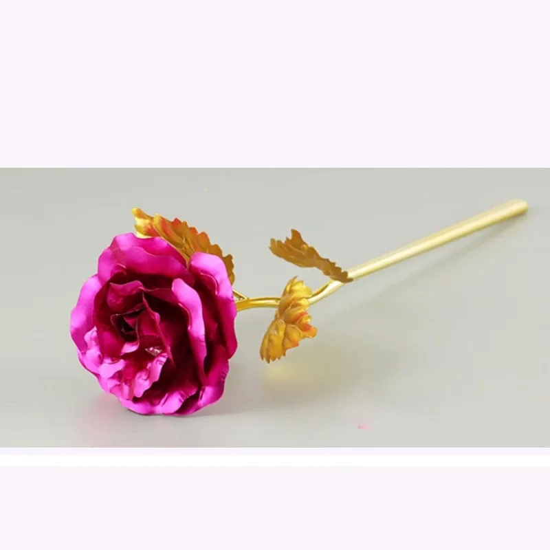 Покрытый фольгой розовое золото розы свадебные декорации цветок подарок на день Святого Валентина Искусственный цветок розы любовника Красный Розовый Фиолетовый Синий - Цвет: Белый