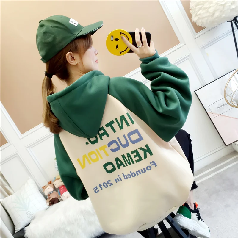 

Sweatshirt Women Hooded Early Spring of 2019 Long Sleeve The Letter Behind The Korean Version Bluza Damska Casual Clothes TQ049W