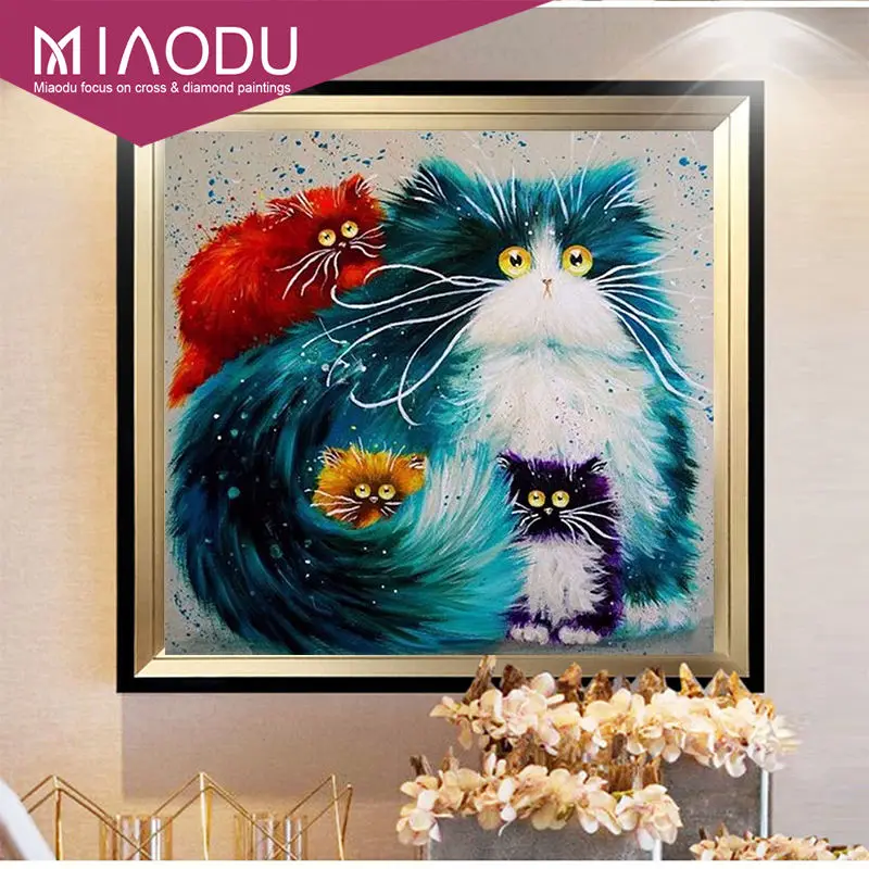 

Miaodu 3D Diamond Embroidery Fat Cat 5d Diy Diamond Painting Cross Stitch Kits Cat Animal Mosaic Pattern Arts And Crafts Gift