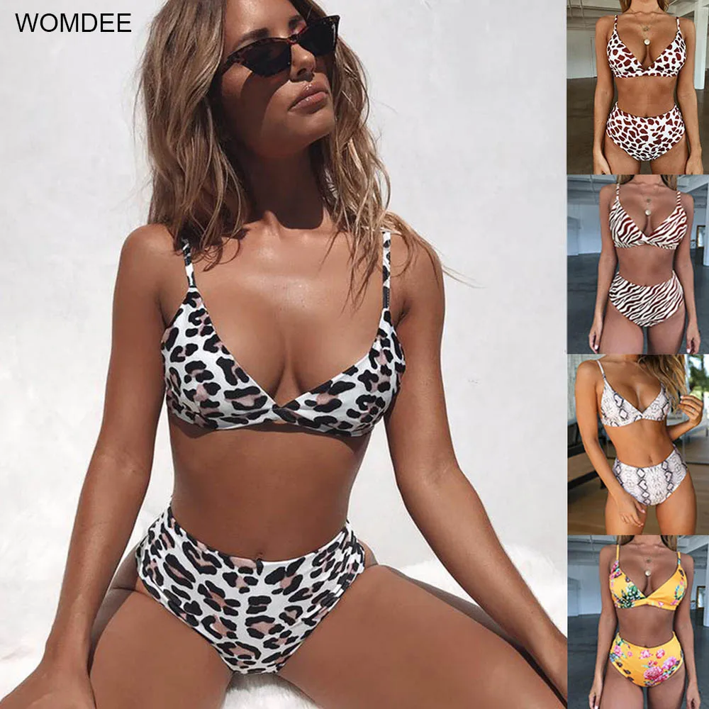 

Sexy Leopard Bikin Sets 2019 Women Bra Set Push Up Thong Biquini High Cut Swimwear Women Mini Snake Swimsuit Female Bathing Suit