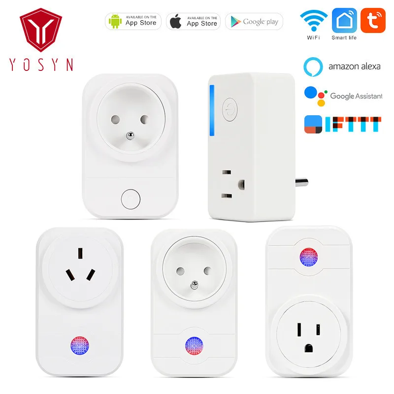 

YOSYN US Smart Plug 16A UK Wifi Smart Socket Wall Power Power Plug Adapter Wall Outlet Socket Wireless Remote Smart Plug French