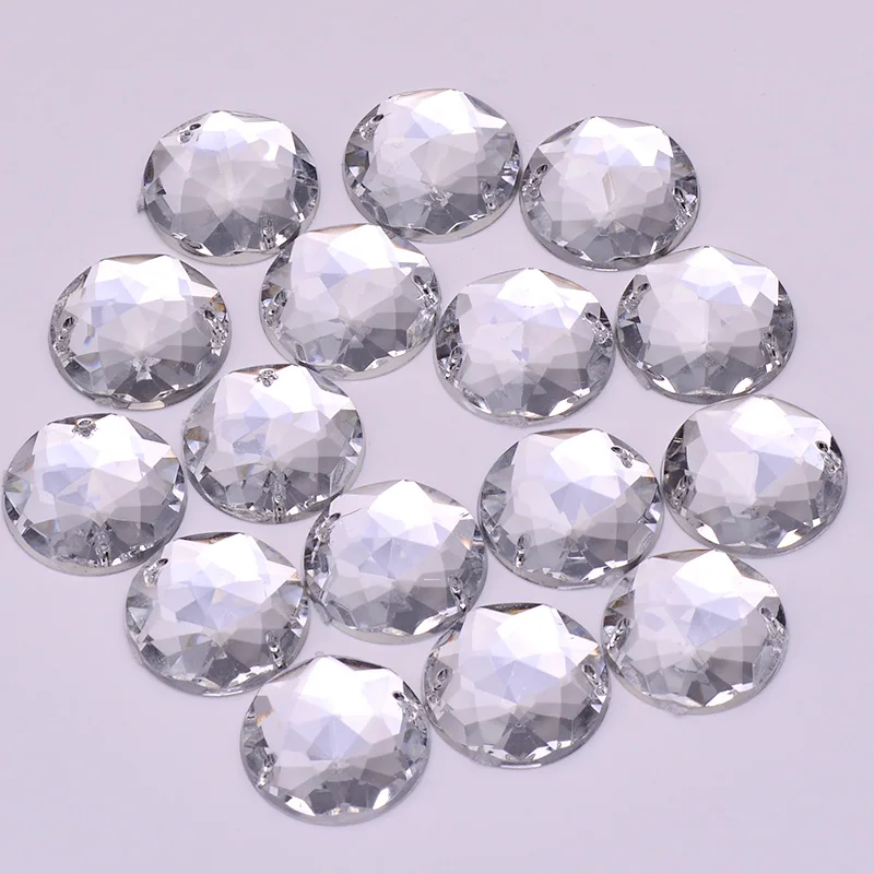 

JUNAO 6 8 10 12 18 20 30 52 mm Sewing Clear Crystal Acrylic Rhinestones Flatback Sew On AB Crystals Stones for DIY Needlework