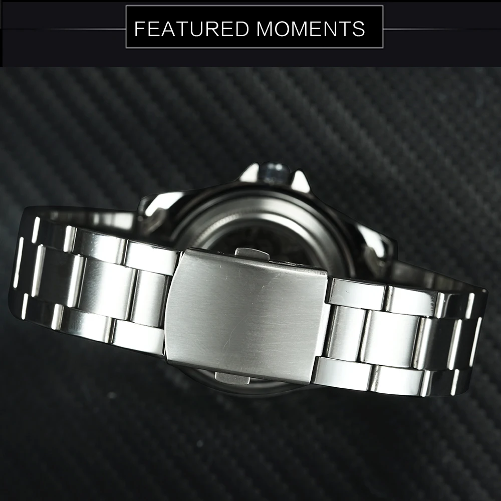 WINNER официальная мода платье часы нержавеющая сталь Автоматические часы для мужчин Дата дисплей Классический спортивный стиль механические наручные часы
