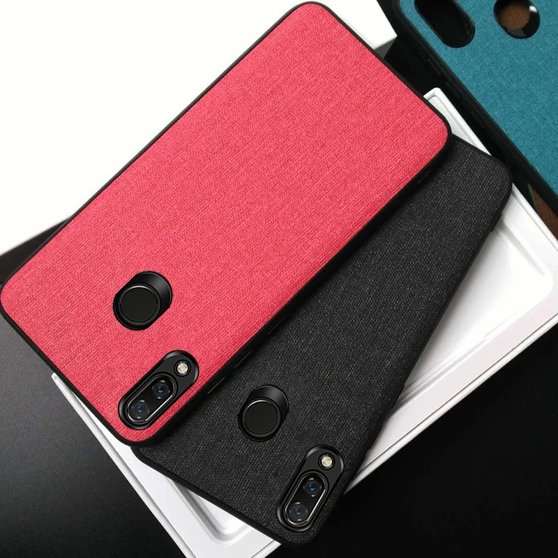 

Business Fabric Cloth Phone Case for Xiaomi Remi Note 5 6 7 Mi 8 Pro 9 SE A1 A2 Lite Max 3 Hard Back Cover +Soft TPU Frame Cover