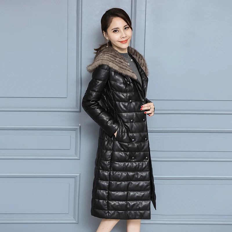 Autumn Winter Parkas Women Hooded 2018 High Imitation Mink Fur Collar Winter Jackets Women Cotton Plus Size Long Female Coats