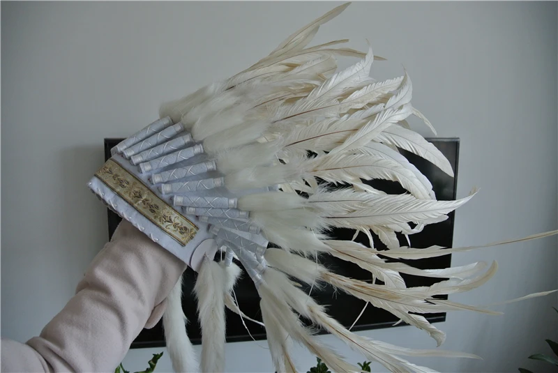 

21inch off white Chief Indian feather Headdress Native American costume hand made War Bonnet indian headdress feather costume