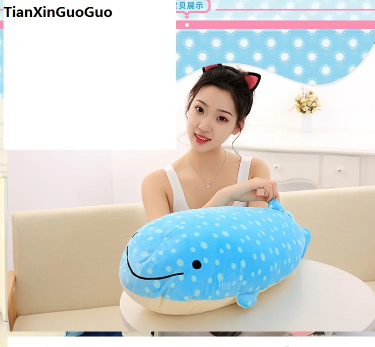 

about 60cm blue whale plush toy down cotton very soft doll throw pillow birthday gift s0625