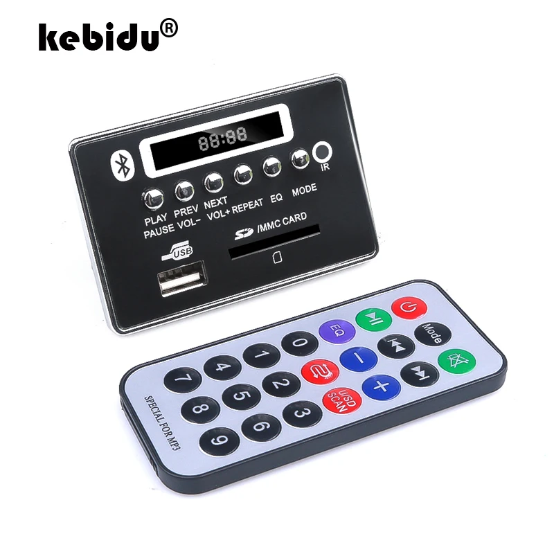Kebidu Новый MP3 декодер громкой связи Плата USB FM Aux Радио Bluetooth модуль дистанционного