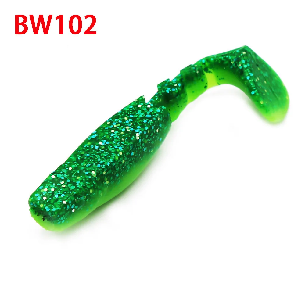 

2018 fishing soft lure bait easy to fish green color 7.5cm 7.7g lure with pvc material T-tail and smart body brand hunt house