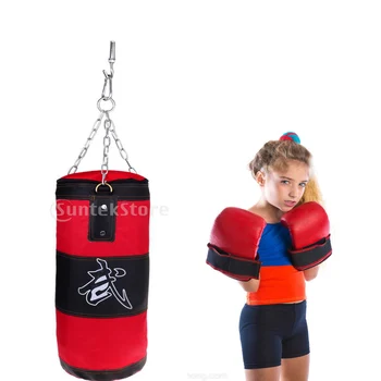

60cm Kickboxing Training Bags Martial Art Punching Sandbag Heavy Duty Hanging Chains Four Part Set for Kids Adults and Women