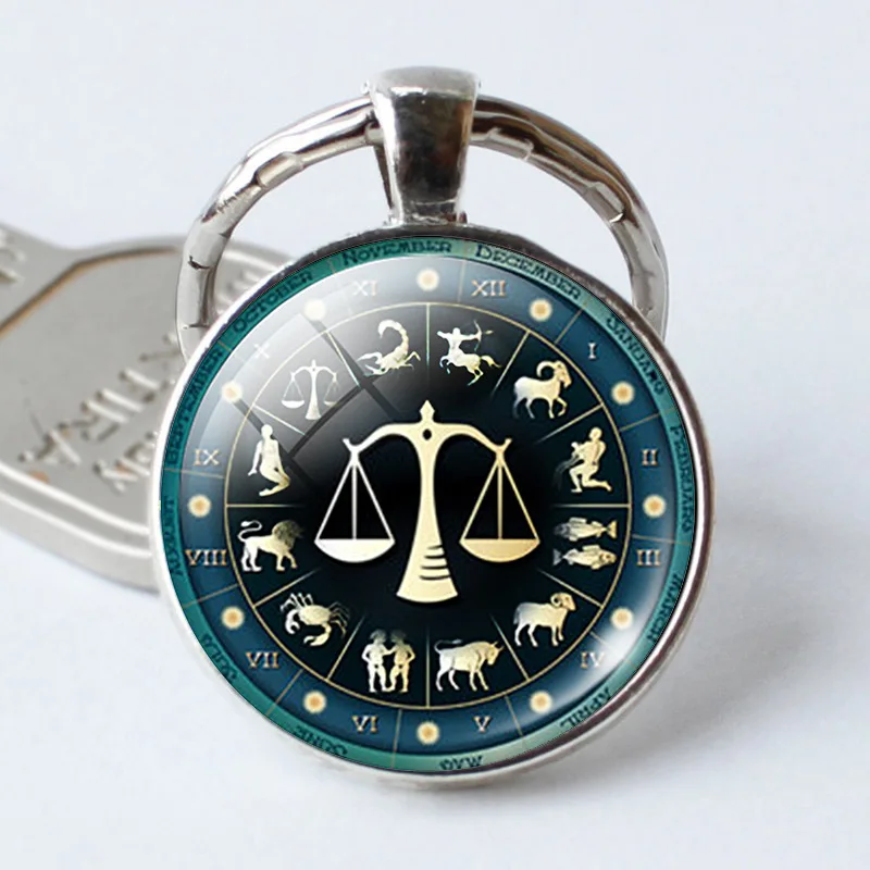 12 Constellation Jewelry Key Chains Zodiac Signs Keychain Key Rings Bag Car Round portachiavi sleutelhanger Pendant Man Woman - Image 6