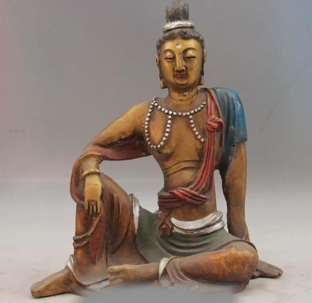 

Tibet Copper Color Painted Buddhist Free godness Guanyin Kwan-Yin Buddha Statue SD 506