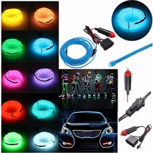 5 м многоцветный гибкий неоновый EL провод веревочная трубка Светодиодная лента светильник 12 В инвертор холодный светильник вечерние танцы автомобиль Декор