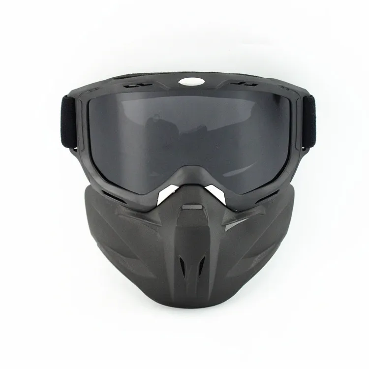 Горячие продажи модульная маска Съемные очки и рот фильтр идеально подходит для открытого лица мотоциклетный полушлем или винтажные шлемы - Цвет: black